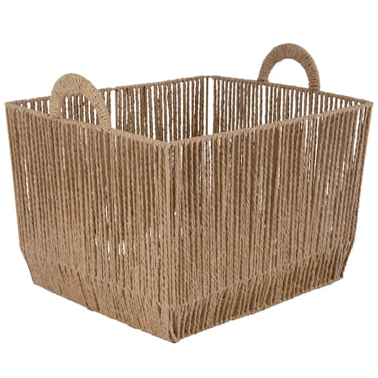Simplify Small Vertical Weave Storage Basket with Round Handles | 12" x 10" x 8" | Michaels®